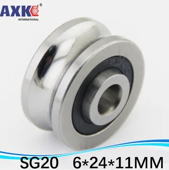 

10PCS SG20 2RS U Groove pulley ball bearings 6*24*11 mm R4U Track guide roller bearing SG6RS (Precision double row balls) ABEC-5
