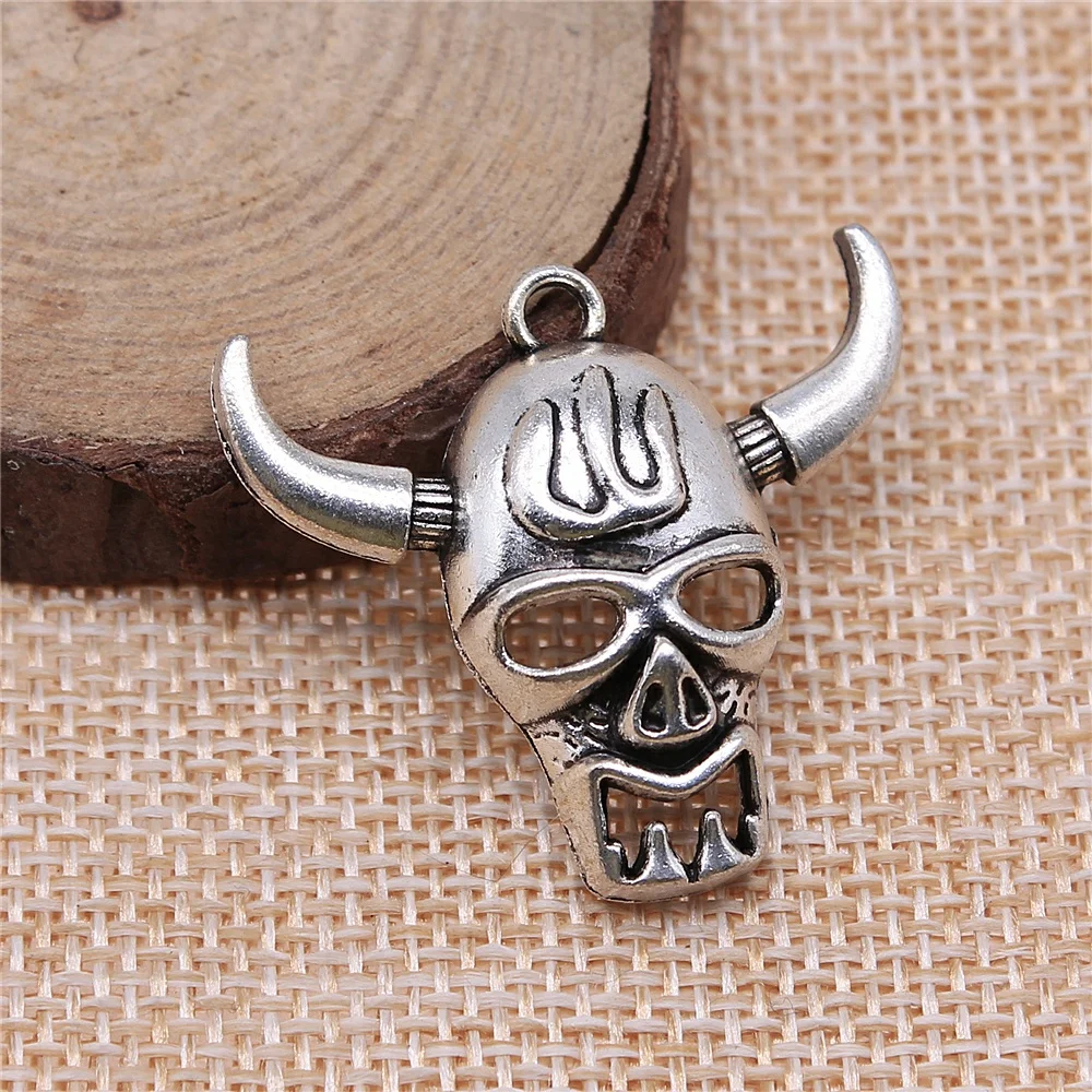 4pcs 34x31mm Ox Skull Charms Antique Silver Plated Jewelry Findings For Making | Украшения и аксессуары