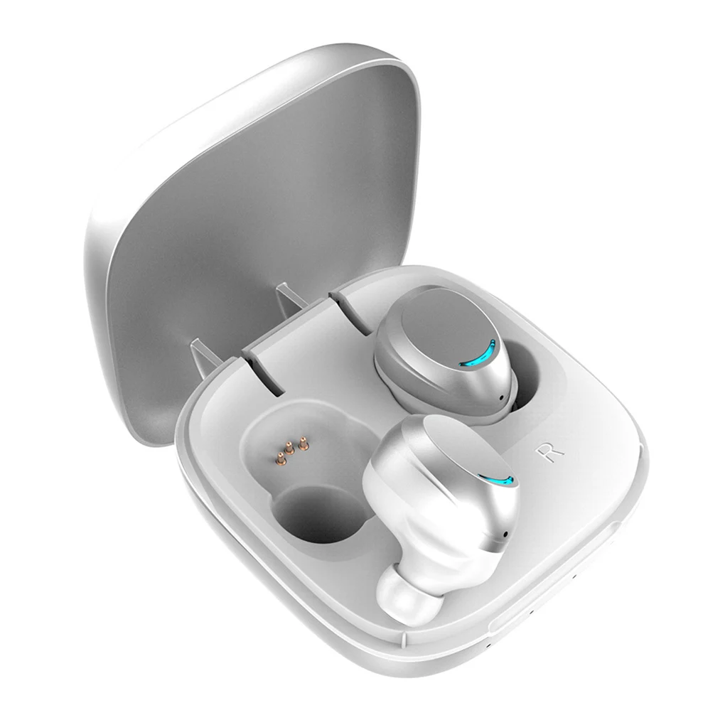 TWS-U9 беспроводные Bluetooth наушники в ухо с сенсорным управлением с микрофоном бас Bluetooth Спортивная гарнитура 5,0 с металлической зарядной коробкой - Цвет: Silver