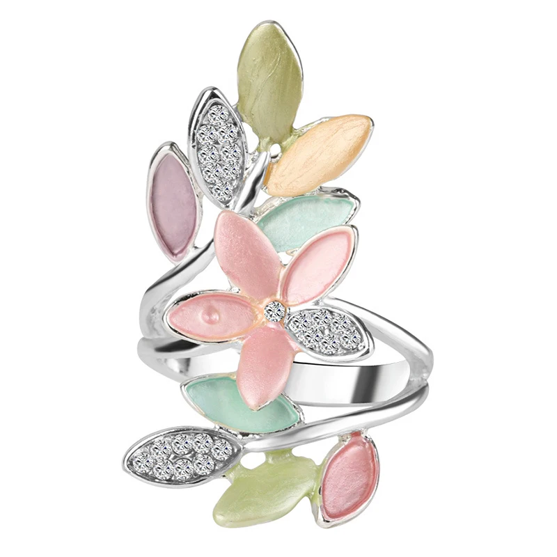 Luxurious Temperament Flowers Rings For Women Sliver Wedding Engagement Party Jewelry Romantic Valentine's Gifts | Украшения и