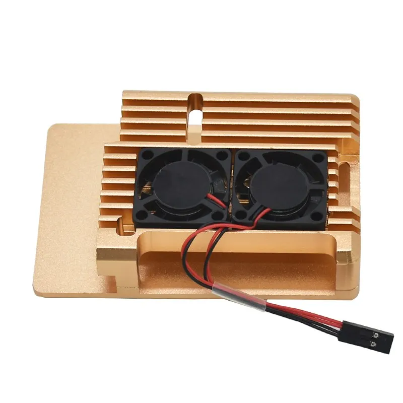 Корпус из алюминиевого сплава для Raspberry Pi 4 Модель B/B+ с двойным охлаждающим вентилятором радиатор