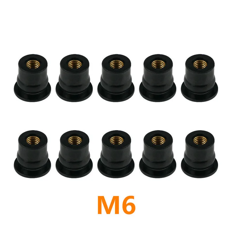 10 шт. M4/M5/M6 метрические резиновые гайки для авто мотоцикл ветровое стекло обтекатель клобук крепления - Название цвета: M6