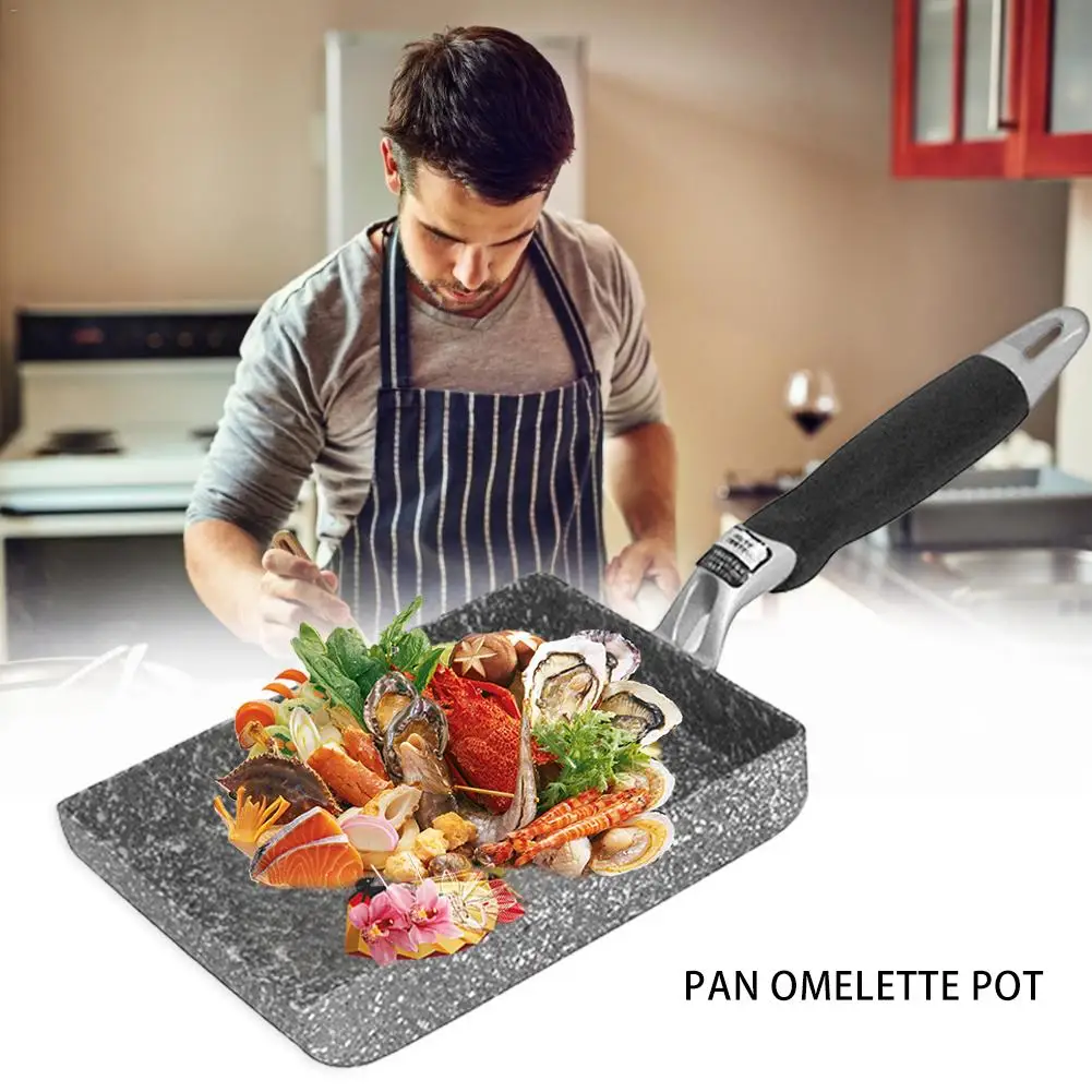 

Japanese Non-stick Pan Maifan Stone Jade Pot Frying Pan Small Square Pan Fried Egg Roll Pot Kitchen Utensils Supplies
