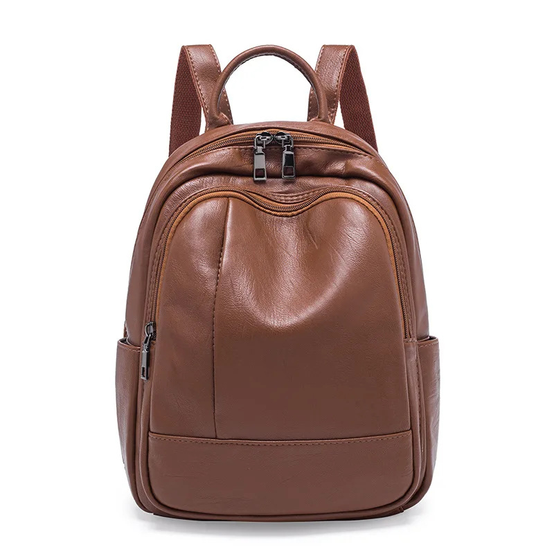 

Vintage brown leather backpack women shoulder bags fashion wine red color ladies bagpacks school backpack women sac a dos femme