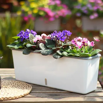 

Self-Watering Planter Pots Long Strip Double Layer Flower Pot for Indoor Home Garden Decorative