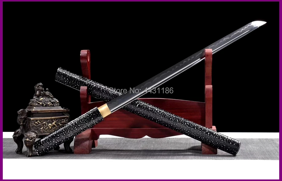 Battle Ready Very Sharp Samurai Straight Knife Saber Clay Tempered T10 Steel Japanese Ninja Wakizashi Dao Sword Katana