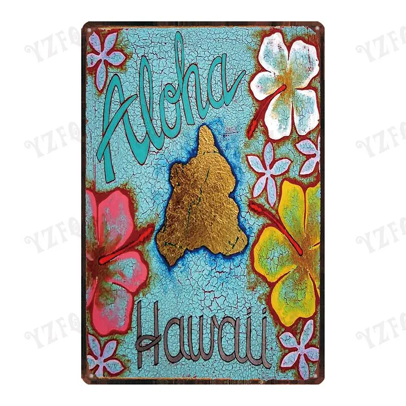 Surf Aloha Hawall винтажная жестяная вывеска хула пляж металлическая пластина для стены паба кафе домашнего искусства Ремесло Декор Куадрос DU-4007A - Color: DU-4018