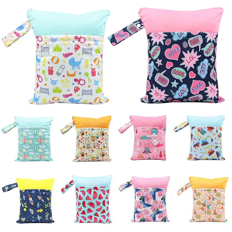 

Baby Diaper Bags Waterproof Multifunction Travel Nappy Bags Maternity Carry Bags Cartoon Print Wet Dry Nappy Handbag With Zipper