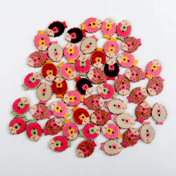 

30pcs 2 Holes mixed cute fish Wooden Buttons Fit Sewing and Scrapbooking 17x24mm Sewing Buttons For Craft DIY