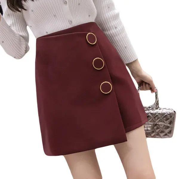 

New Korean Fashion Leather Skirt for Women High Waisted Fall Spring Irregular PU Skirts Short Mini Hip Package Slim Faldas Mujer