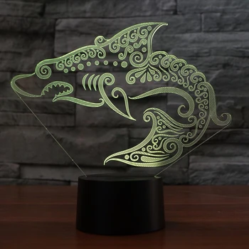 

Shark 3D LED RGB Night Light 7 Color Change Desk Light Action Figures 2870 Kids Home Christmas Toys