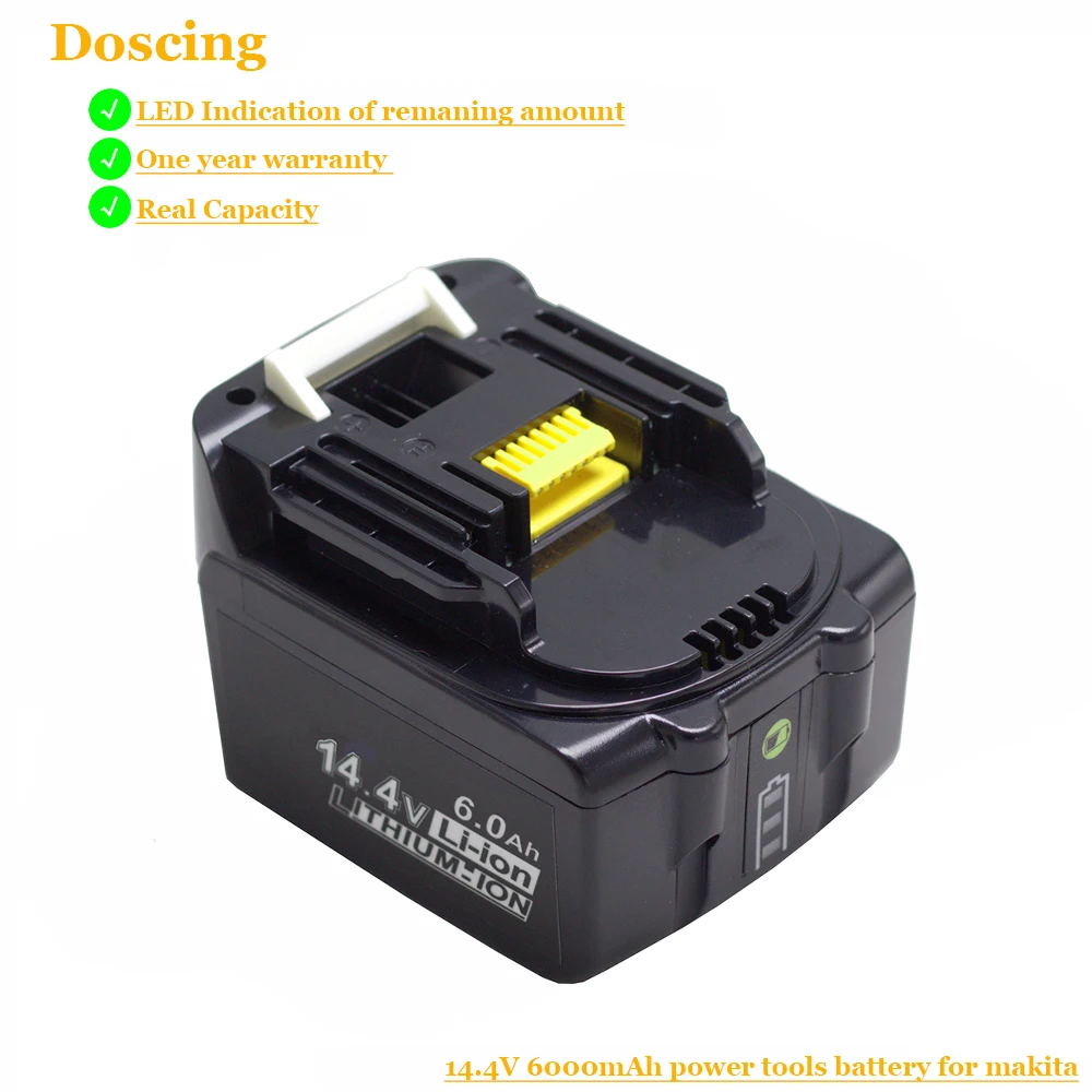 Doscing 14,4 V 6000 мА/ч, замена для Makita BL1430 Перезаряжаемые батареи LXT200 BL1415 BL1460 194558-0 194559-8 194066-1