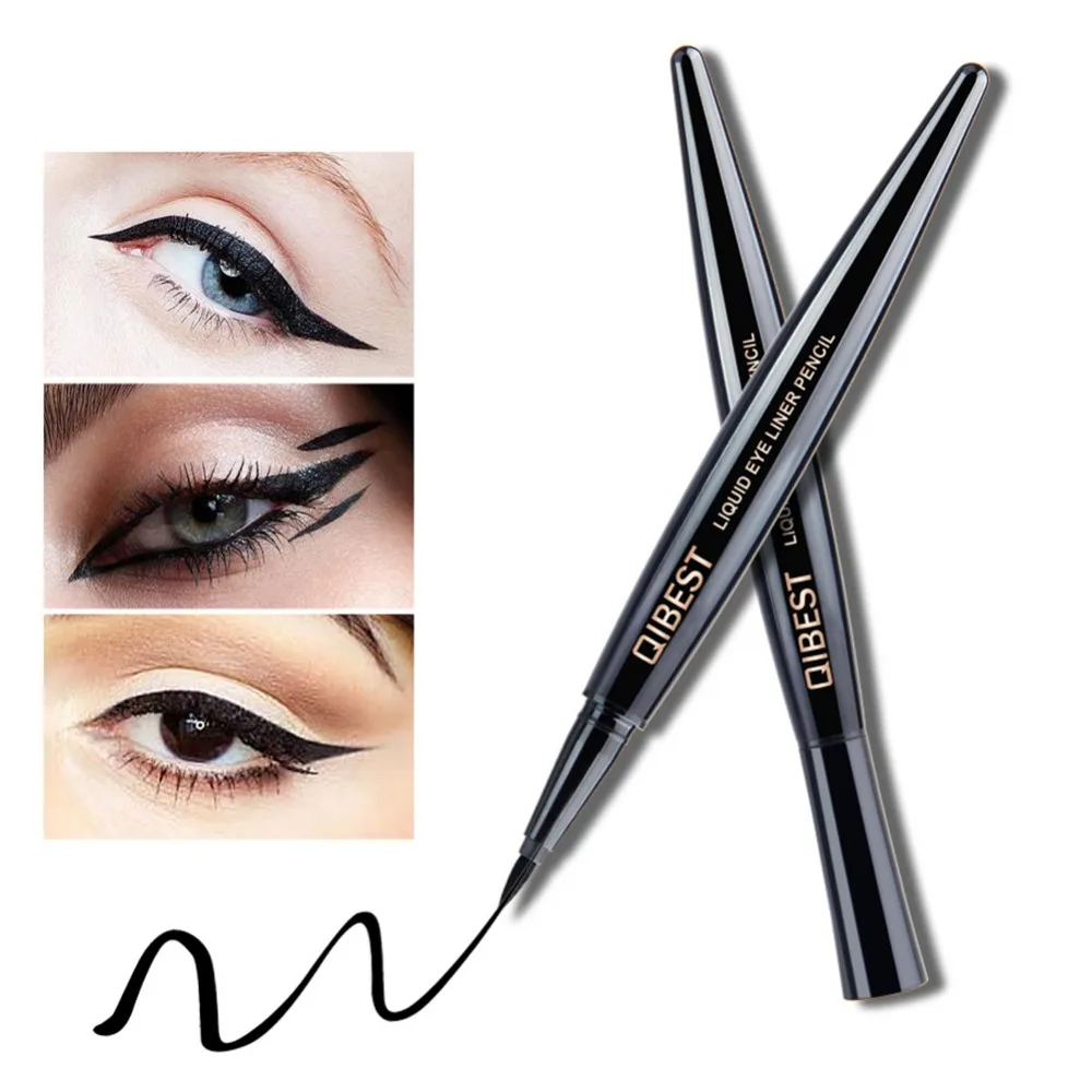 Qibest водонепроницаемая черная жидкая подводка для глаз карандаш большие глаза макияж долговечная подводка для глаз ручка макияж Гладкая кошка косметика для глаз инструмент