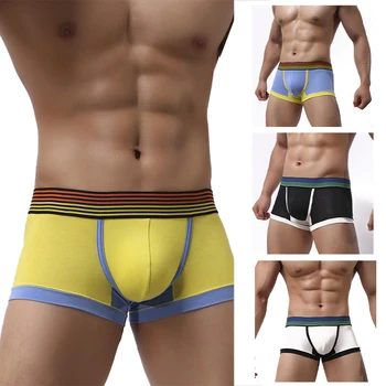 

Men Contrast Color Breathable Underwear Men's Sexy Boxer Shorts Fashion Underpants Patchwork Men Panties