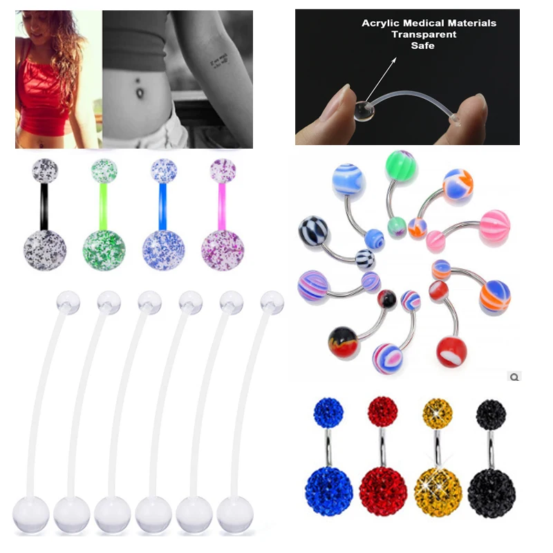 10 30pcs Pregnancy Sport Maternity Flexible Belly Button Rings Piercing