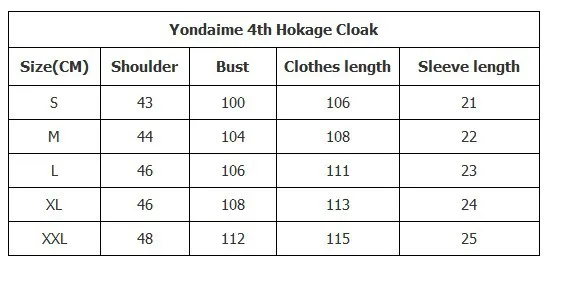 HIFANCY Fourth Hokage Yondaime Cosplay Cloak Robe Adult Size Minato  Namikaze Costume Cape Mantle Large