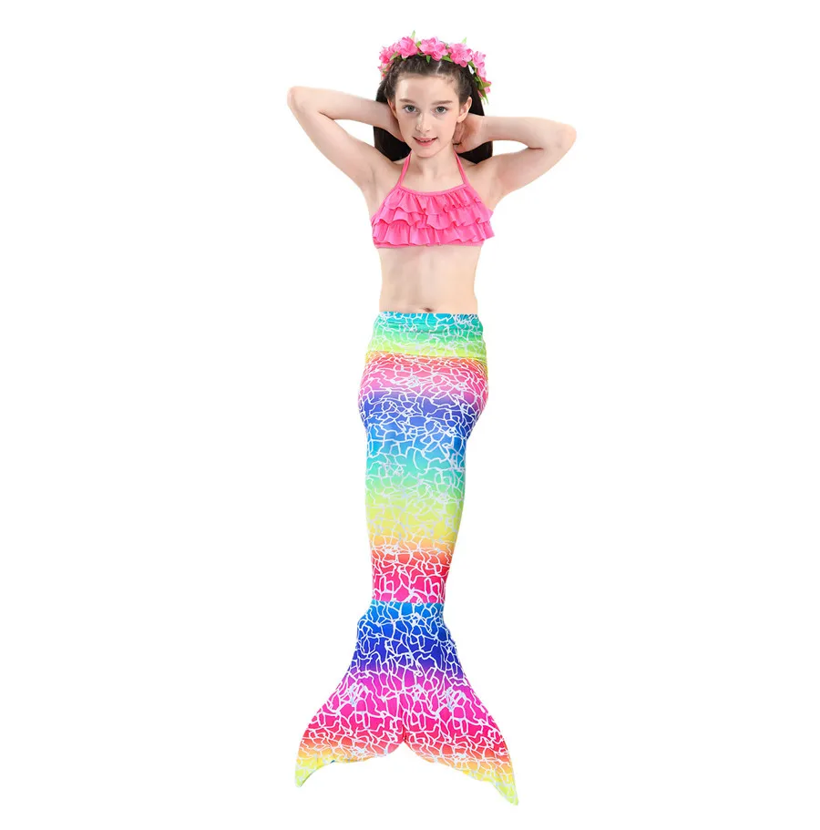 Детский купальный костюм с хвостом русалки для девочек; детский купальный костюм; купальный костюм-бикини; платье для костюмированной вечеринки с монофином; куклы-русалки