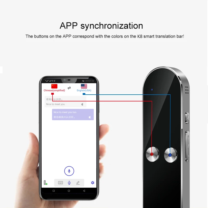 Smart Voice Translator Portable Two-Way Real Time 68 Language 2 in 1 Text Translation for Learning Travel Meeting