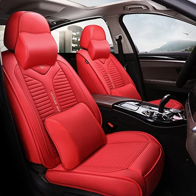 Высокое качество кожаный чехол автокресла для peugeot 308 sw 206 307 sw 407 207 208 406 301 2008 3008 508 sw всех моделей автомобилей авто аксессуары - Название цвета: red pillow