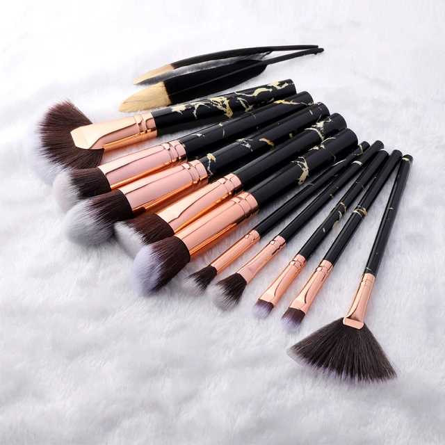 FLD 5/15Pcs Makeup Brushes Tool Set Cosmetic Powder Eye Shadow Foundation Blush Blending Beauty Make Up Brush Maquiagem sector  10pcs black