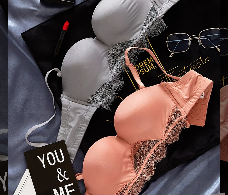 1/2 cup dress Sexy Underwear Set seamless Bras peri Brassiere Women Lingerie Set pure color Push up girls Bra Panties Sets