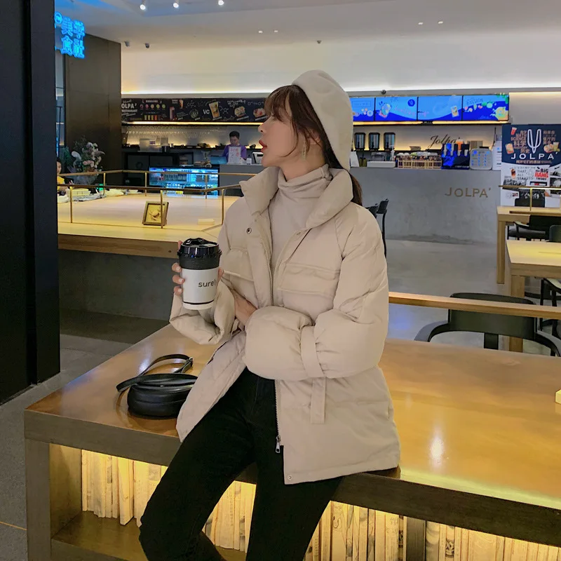 

2019 Winter New Style Fashion Short down Jacket Cotton-padded Clothes Women's Waist Hugging Elegant Cotton-padded Clothes INS St