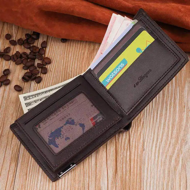 AliExpress, новинка, мужской короткий кошелек,, Sands, Pu, многофункциональный, ультра-тонкий кошелек, фурнитура, зажим, кошелек, модный для мужчин