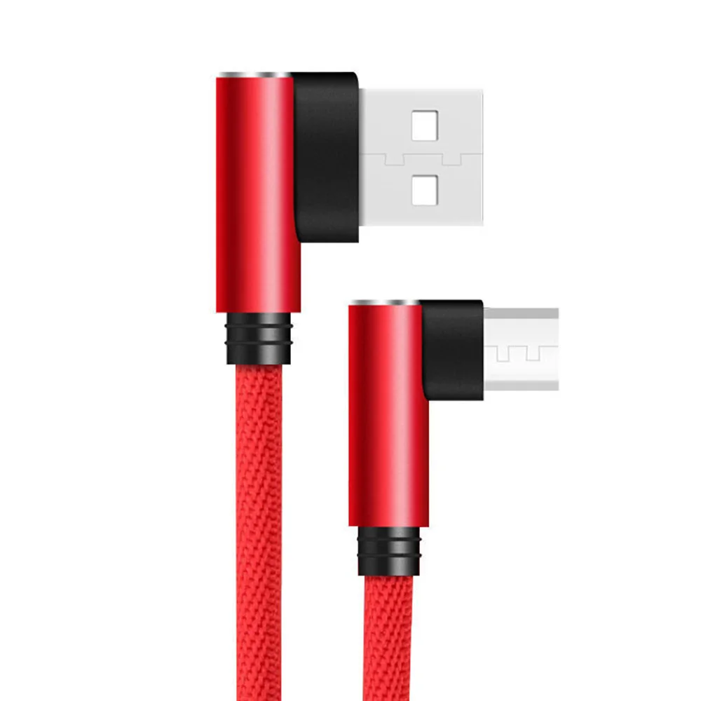 Двойной 90 градусов локоть зарядный кабель Micro-USB строка данных для Android 25 см короткий портативный