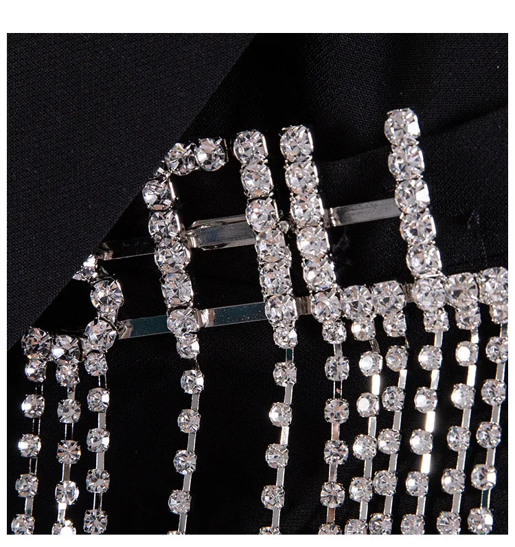 High Street Boutique женские короткие блейзеры роскошные бриллианты куртки с кисточками дизайнерские открытые рукава индивидуальные женские костюмы для вечеринки
