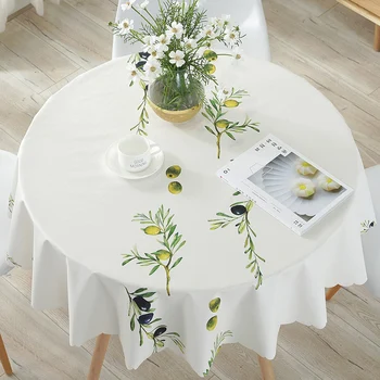 

Green Leaf Printed Round Table Cloth Waterproof Home Table Washable Room Kithchen Oilproof Tablecloth For Cover Dining