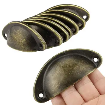 

12Pcs/Set Vintage Shell Shaped Metal Door Handles Kitchen Drawer Cabinet Wardrobe Cupboard Pull Handles Hardware Accessories