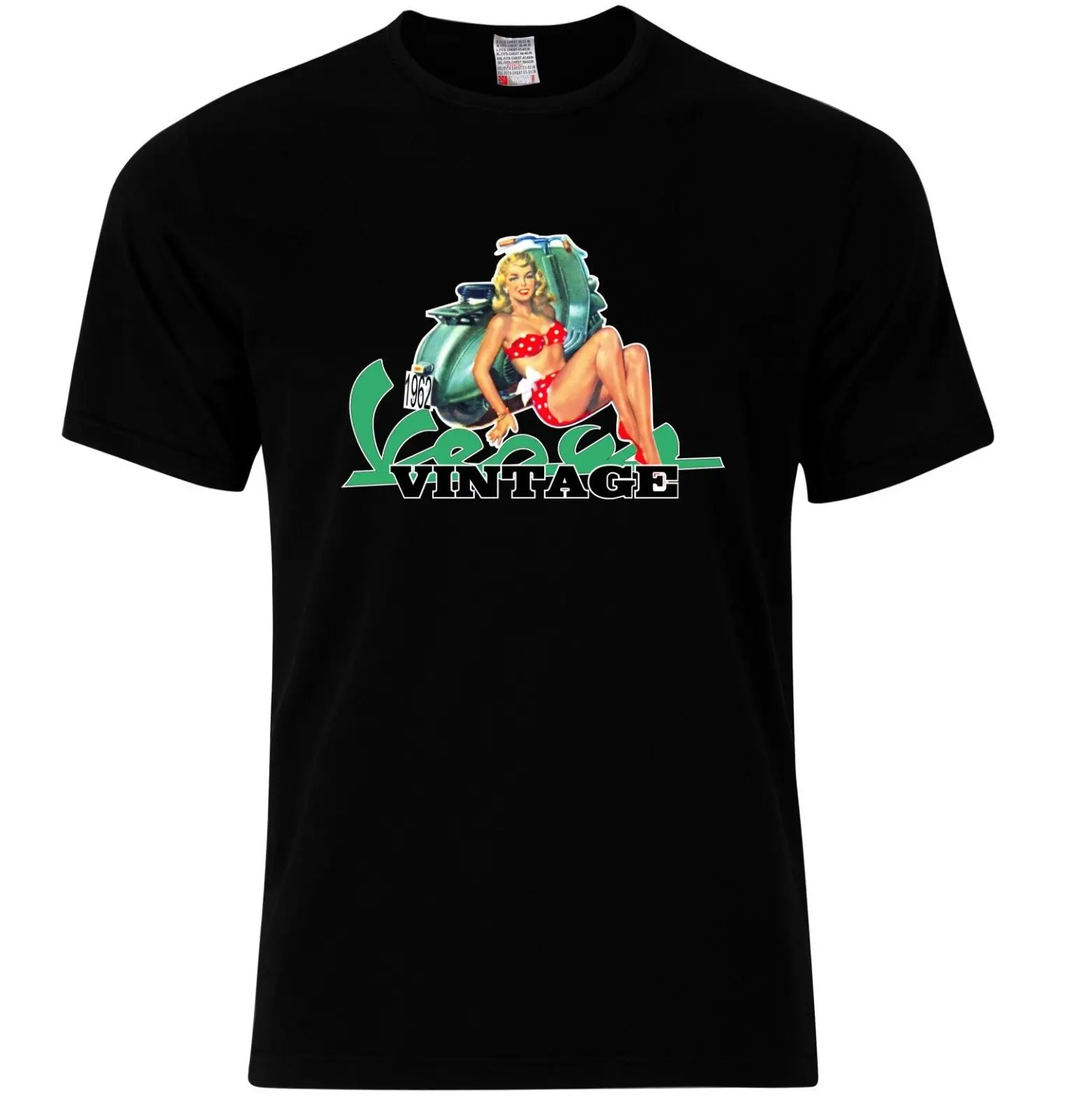 RETRO 1950'S VINTAGE SCOOTER T SHIRT CLASSIC PIN UP GIRL BIKINI POSTER T-SHIRT Cool Casual pride t shirt men Unisex New |