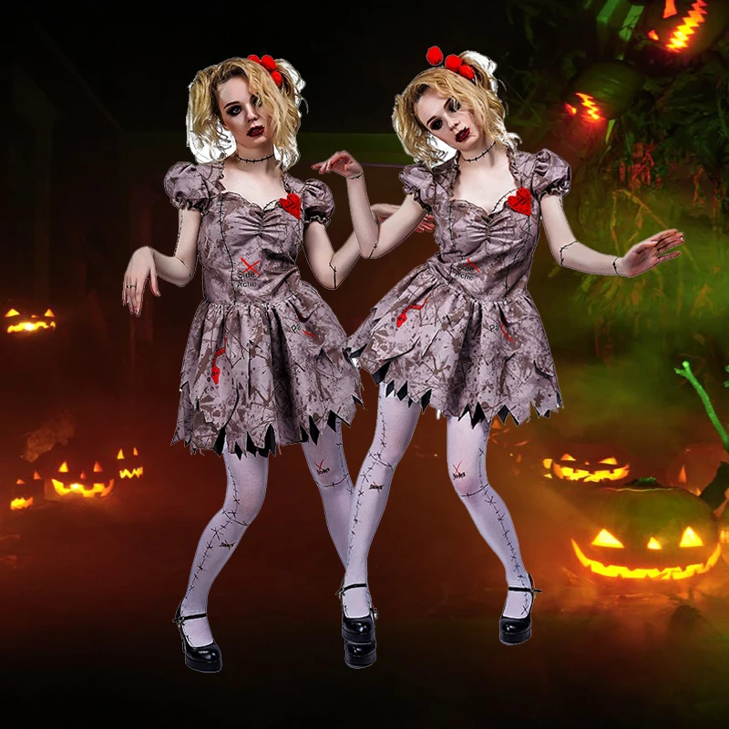 

Zombie Costumes For Women Cosplay Adult Halloween Party Scary Ghost Costume Cosplay Lady'S Blood Zombie Clothing