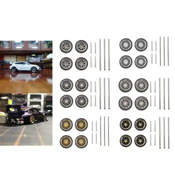 

4Pcs 11mm 1/64 Scale Tires with Wheel Rim for 1/64
