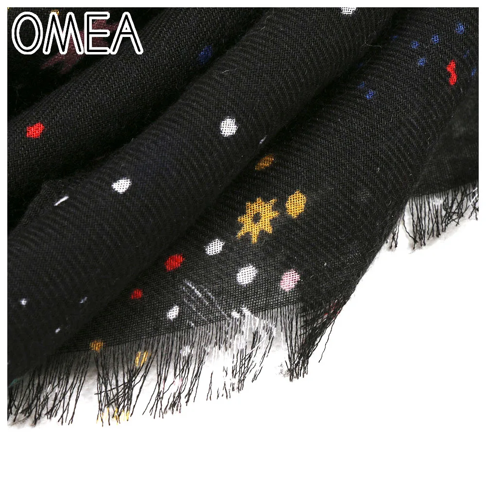 OMEA Черный мультфильм звездное небо шелковый шарф для женщин шаль и обертывания шифон хиджаб платок на голову Бесконечность шарф для дам Созвездие