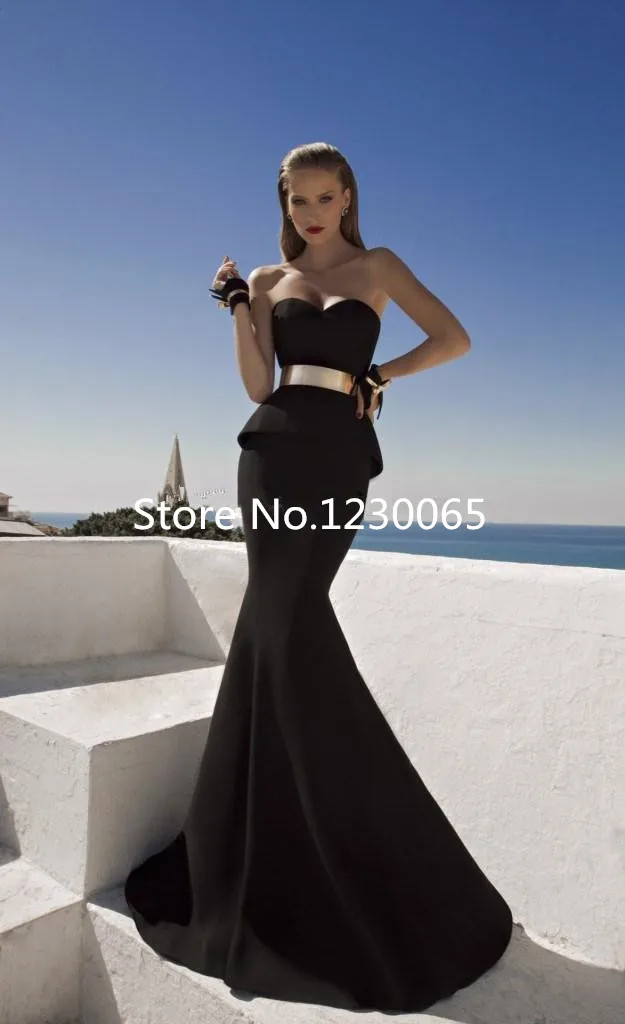 Черное vestido de festa милое платье с корсетом с баской и металлическим поясом, вечернее платье, платья для матери невесты