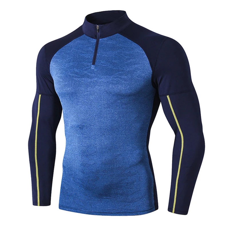 Running Jacket Men Jogging Sweatshirt Sport Jacket Men Zipper Long Sleeve T Shirt Compression Mens Jogging Jacket Gym TShirt Man - Цвет: Sea Blue-Camo1-3
