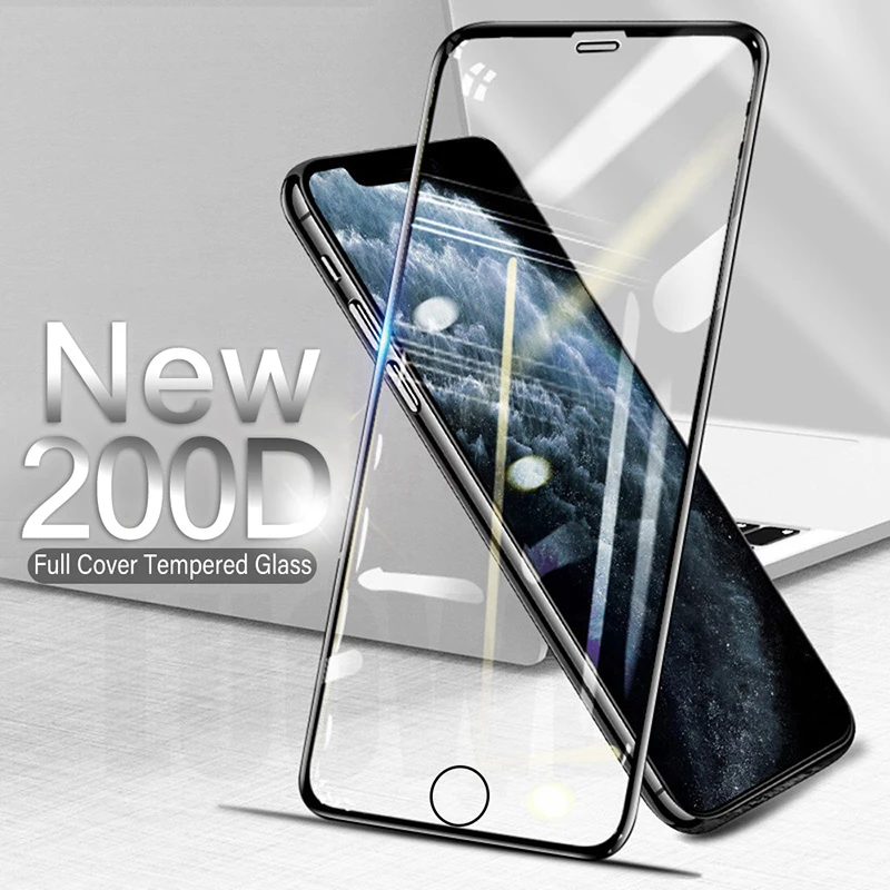 Изогнутое защитное стекло 200D для iphone 6 6S 7 8 Plus SE 20 Защита экрана X XR XS 11 12 Pro Max чехол