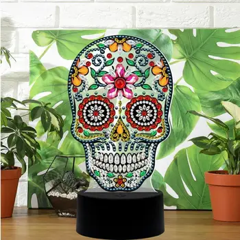 

New diamond painting USB interface lamp creative 3D night lamp stand lamp decoration bedroom bedside decoration skull