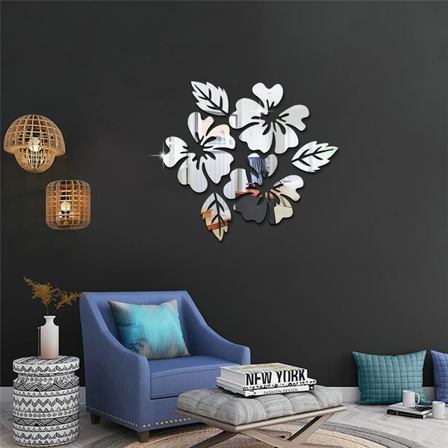 3d Wallpapers Removable Self Tv Wall Adhesive  Flower Wall Mirror Sticker  - Mirror - Aliexpress