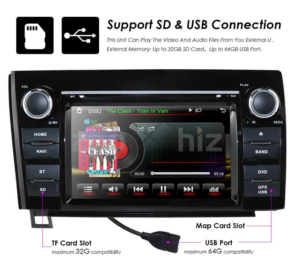 Cheap 2 din Touch Screen Car Radio Stereo for Toyota Tundra Sequoia 7 Inch 800*480 HD Radio RDS AM/FM 3G SWC IPOD CANBUS SD USB BT MAP 16