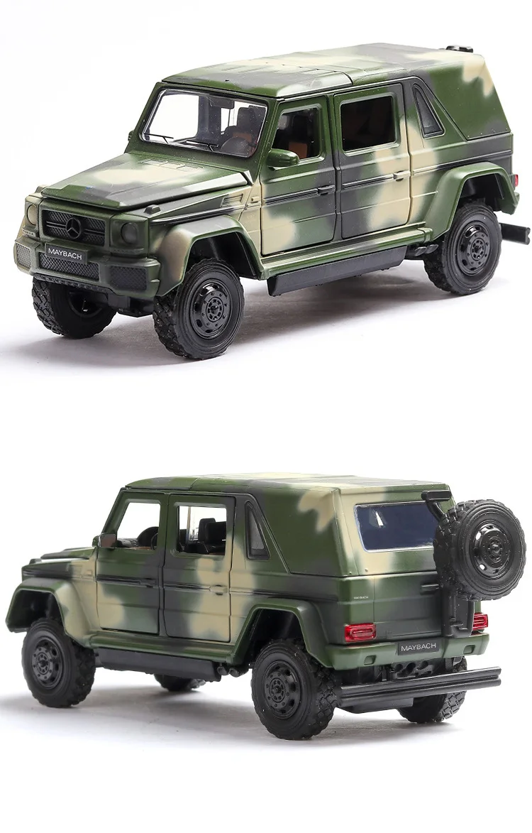 Горячая масштаб 1:32 колеса литой автомобиль военный внедорожник benz Maybach G650 металлическая модель с светильник со звуком вытяните назад автомобиль игрушки из сплава