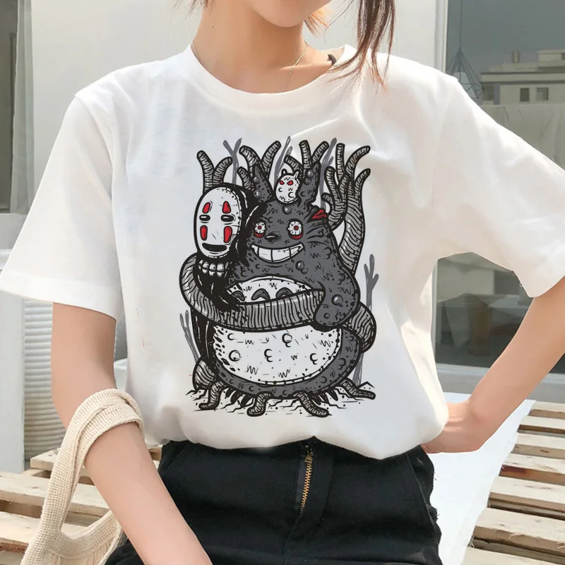 Totoro Spirit Out Футболка Studio Ghibli Femme японский мультфильм Аниме женская футболка Миядзаки Хаяо одежда женская кавайная - Цвет: 8094