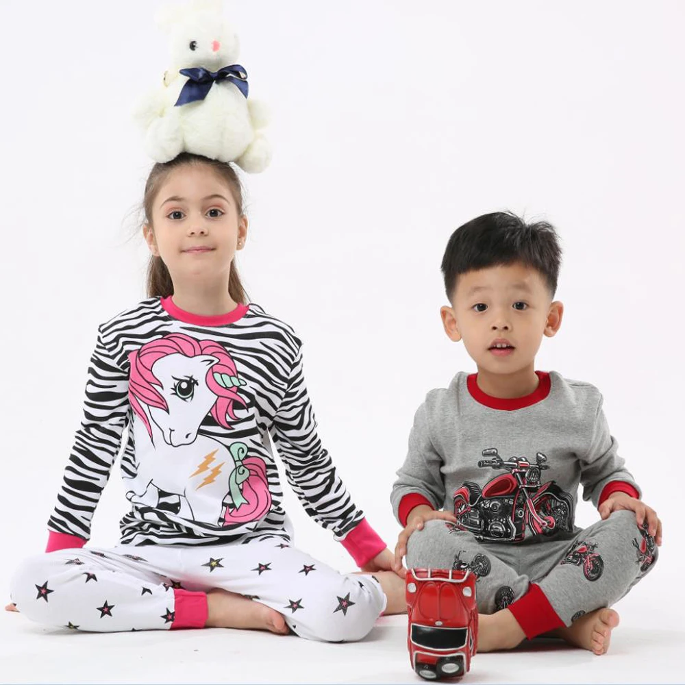 100 Cotton Toddler Infant Baby Girls Unicorn Pajamas Sets Children Clothing Sets for 2 3 4 5 6 7 8 Years Boys Pyajamas Sets