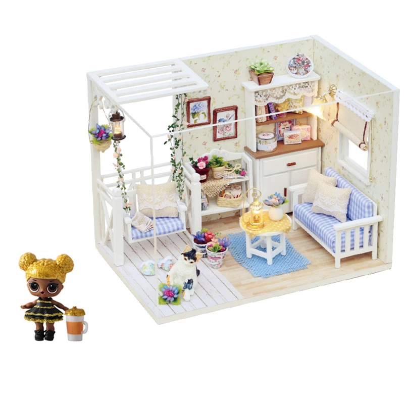 

lol Surprise Doll House Toy Furniture Diy Miniature 3D Wooden Miniaturas Model Dollhouse Toys for Children Action figure Gifts