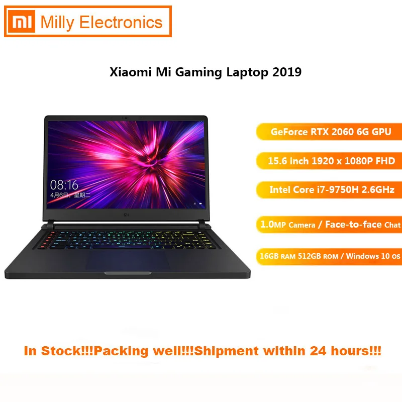 

2019 Xiaomi Mi Gaming Laptop Windows 10 Intel Core i7 - 9750H 16GB RAM 512GB SSD HDMI Notebook Type -C Bluetooth
