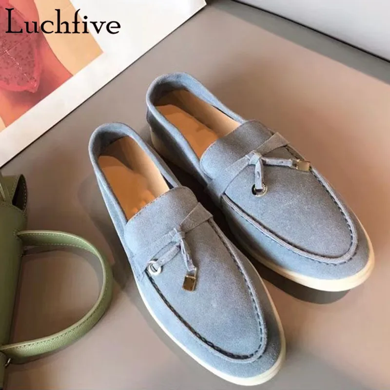 light blue Новинка; женские замшевые туфли с кисточками; модные туфли телесного цвета на плоской подошве; женские лоферы без застежки с круглым носком; сезон Ранняя весна; Zapatos De Mujer - Цвет: light blue