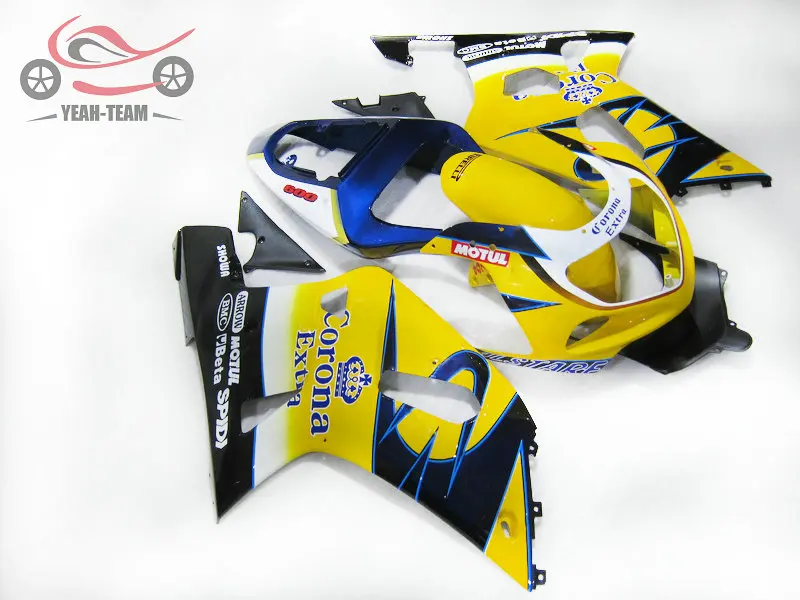 Набор обтекателей на заказ для Suzuki GSX R750 20012002 2003 GSXR600 01 02 03 GSXR 600 750 желтый Corona road racing наборы обтекателей