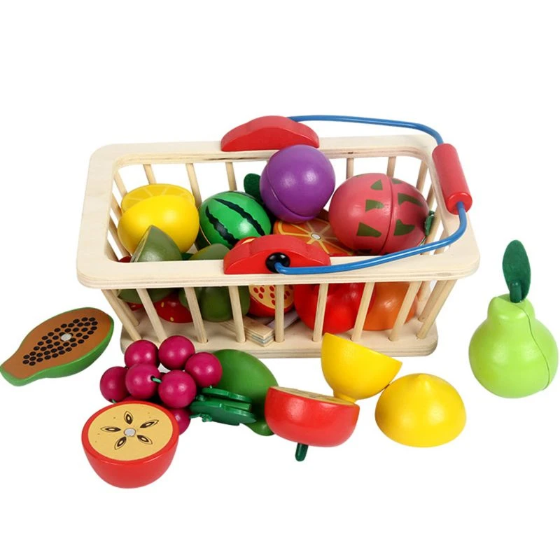 toy shopping basket wooden