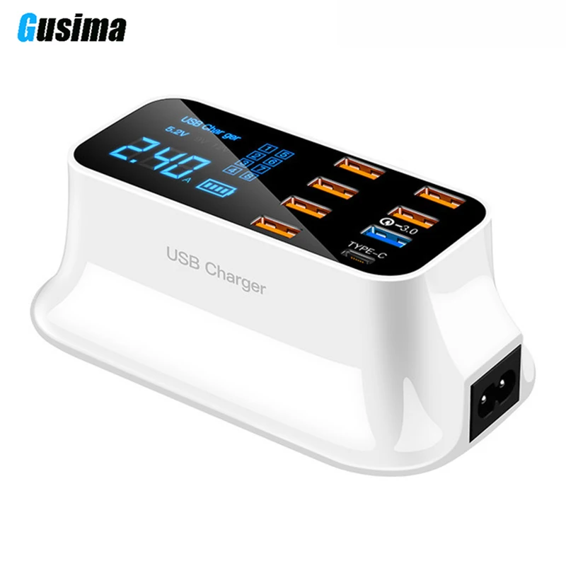 

Quick Charge 3.0 Smart USB Type C Charger Station Led Display Fast Charging Phone Tablet USB Charger For iPhone Samsung Adapter
